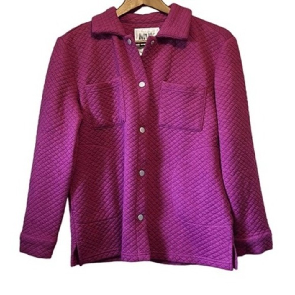 Muk Luks Quilted Shirt Jacket Button Up‎ Collared PXS Purple Plum